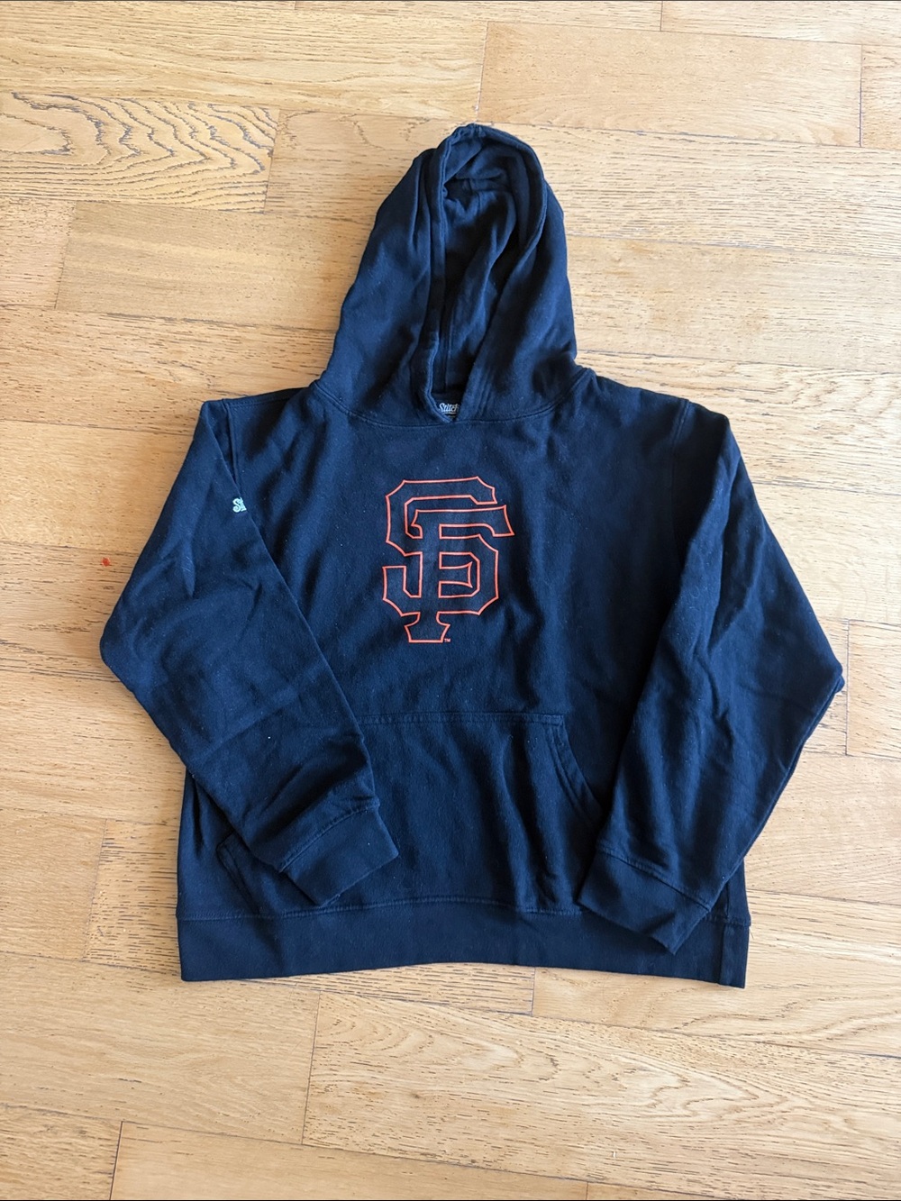 Stitches Black Hoodie with Orange SF Logo